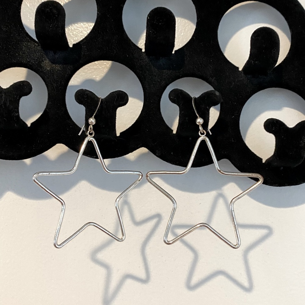 Silver Plated Star Dangle Earrings